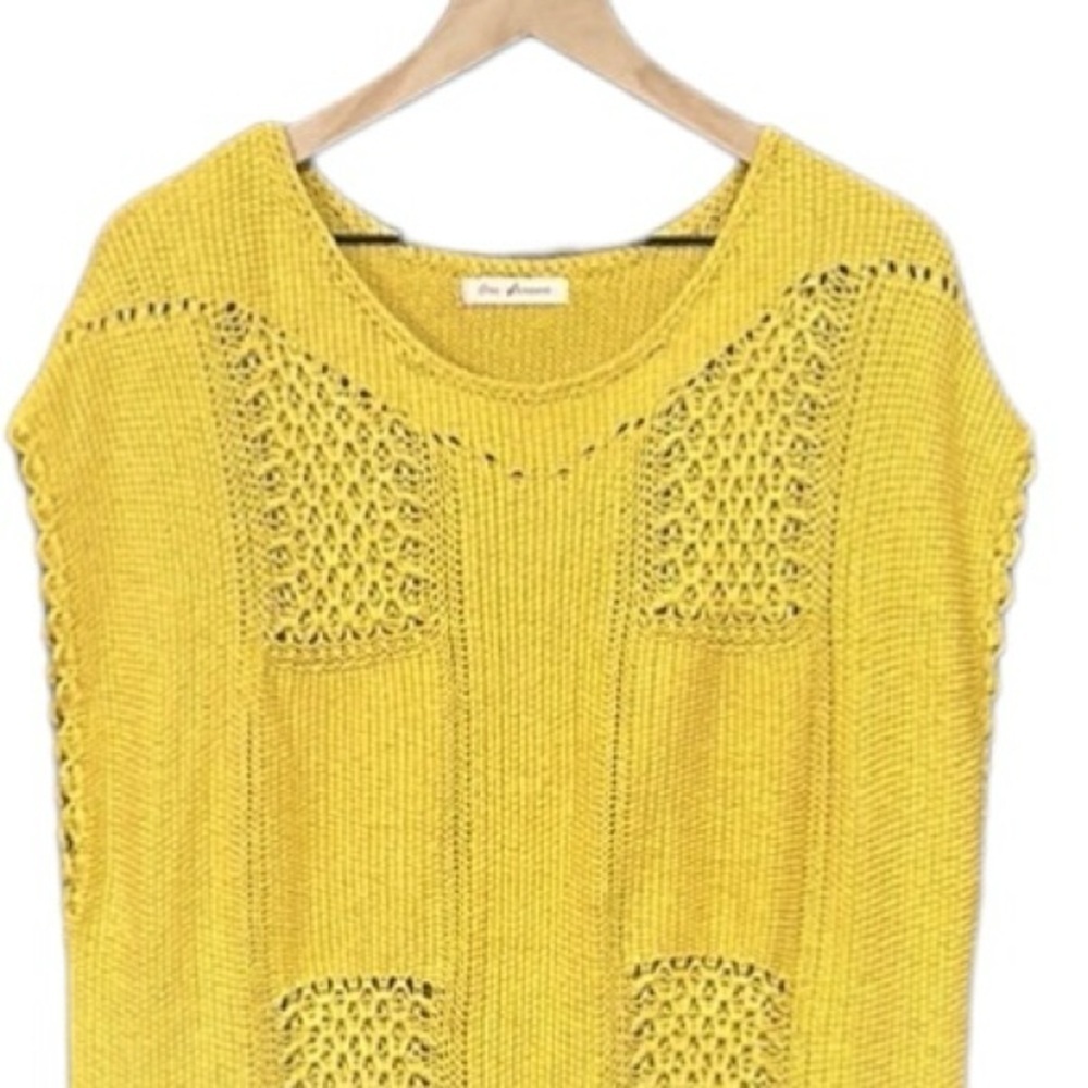 Ces Femme Yellow Beachy Crochet Knitted Sweater Midi Dress Medium - Picture 7 of 10